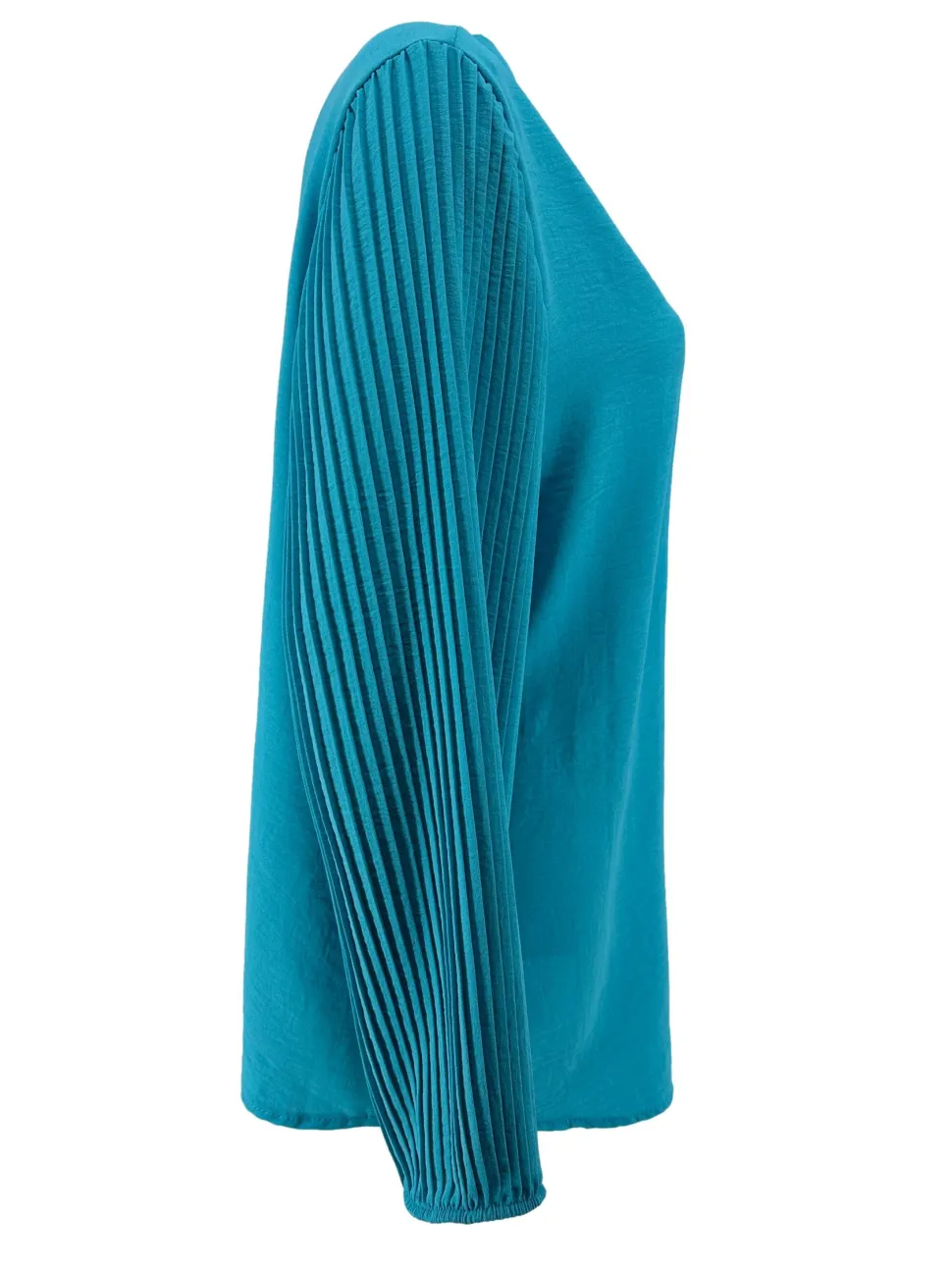 blouse_met_vhals_en_pliss_1.webp Blouse met v-hals en plisse mouw Romy turquoise
