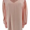 Blouse met v-hals en smock aan de mouw Guusje licht roze