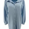 Blouse van dikkere stof met pofmouw Rhoda licht blauw (gts)
