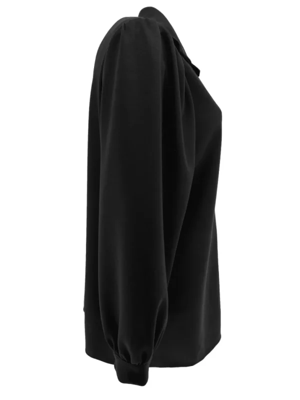 Blouse van dikkere stof met pofmouw Rhoda zwart.(gts)