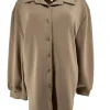 Blouse van dikkere stof met kraag en knopen Mikky zand
