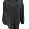 Blouse van dikkere stof met kraag en knopen Mikky zwart