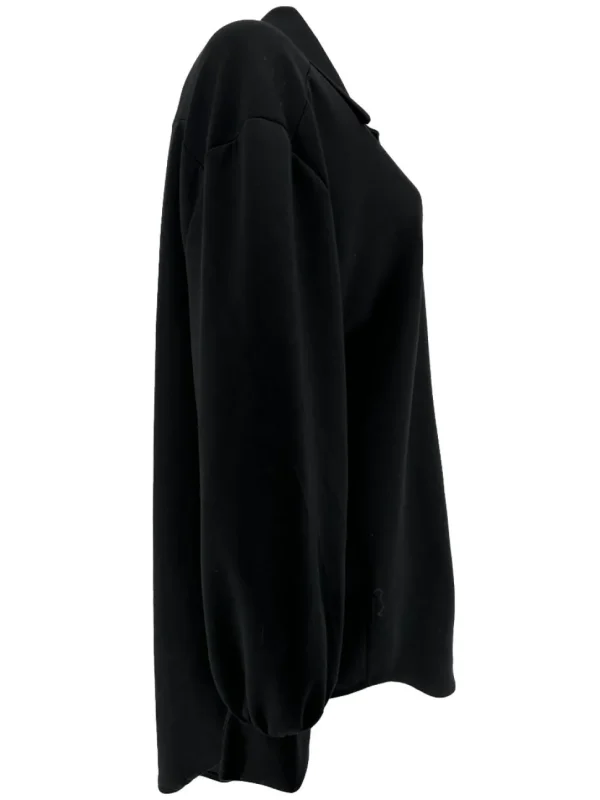Blouse van dikkere stof met kraag en knopen Mikky zwart
