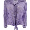 Blouse van kant met knoop aan de voorzijde Misty lila