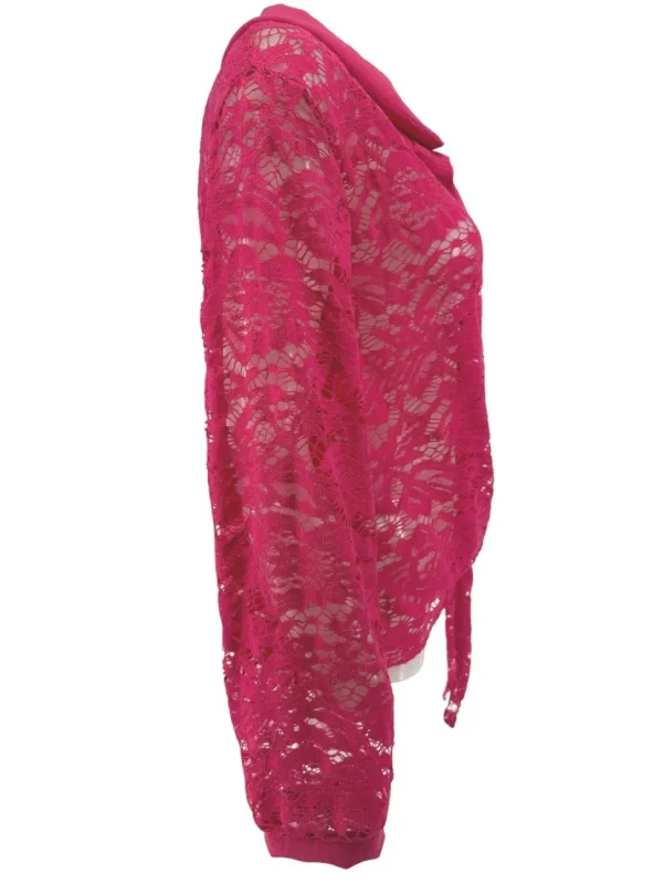 Blouse van kant met knoop aan de voorzijde Misty fuchsia