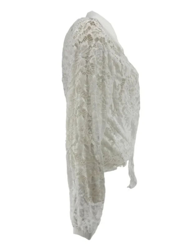 Blouse van kant met knoop aan de voorzijde Misty off-white