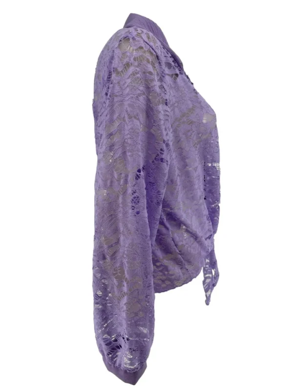 Blouse van kant met knoop aan de voorzijde Misty lila