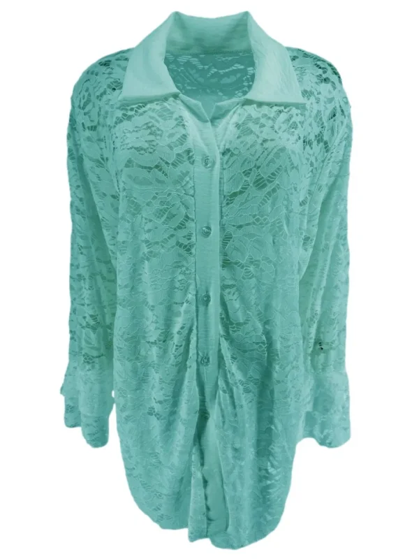 Blouse van kant met ruffle mouw Willow mint