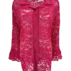 Blouse van kant met ruffle mouw Willow fuchsia
