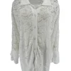 Blouse van kant met ruffle mouw Willow off-white