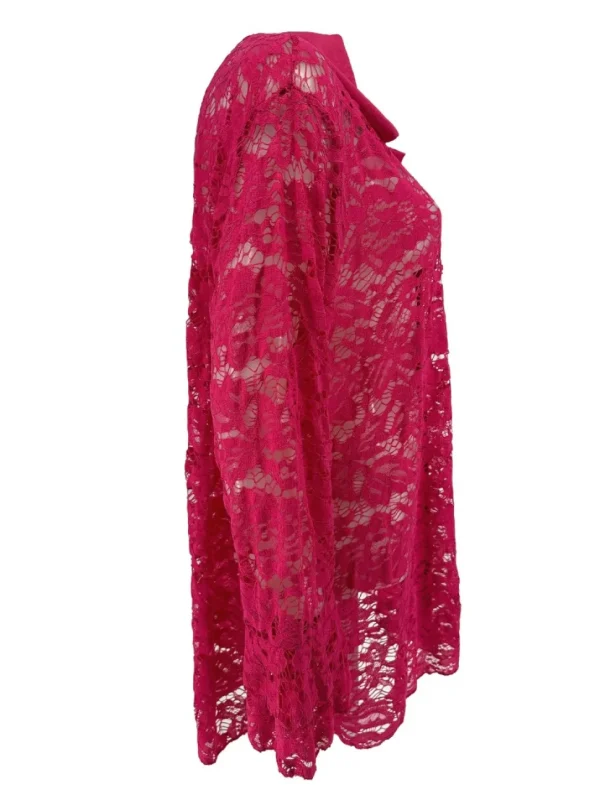 Blouse van kant met ruffle mouw Willow fuchsia