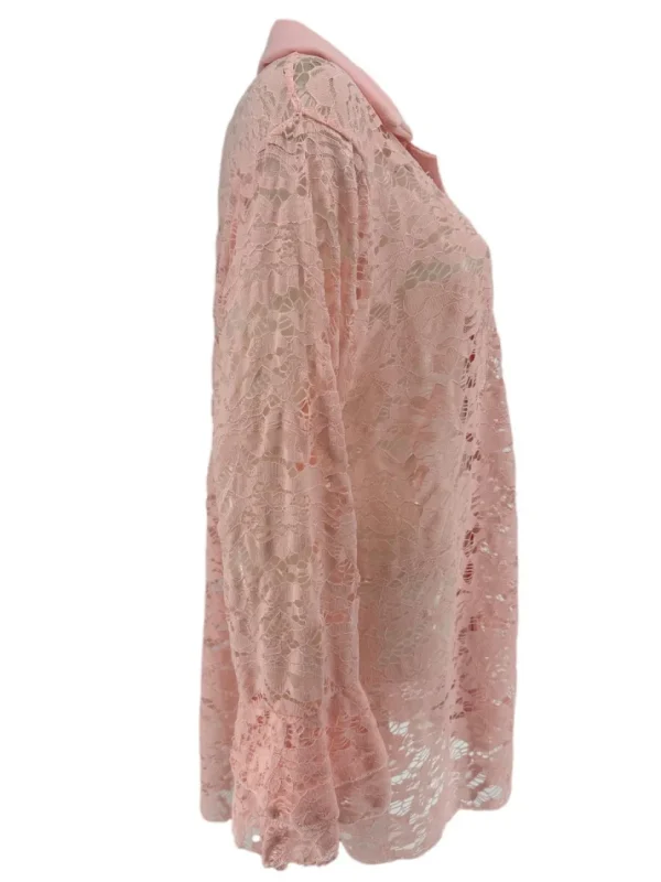 Blouse van kant met ruffle mouw Willow licht roze