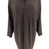 Blouse/shirt van travelstof met opstaande boord Delori bruin