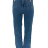 Blue skk. lichtere denim jeans met zak op de voorzijde en gouden knoop ( K-8341#) SALE