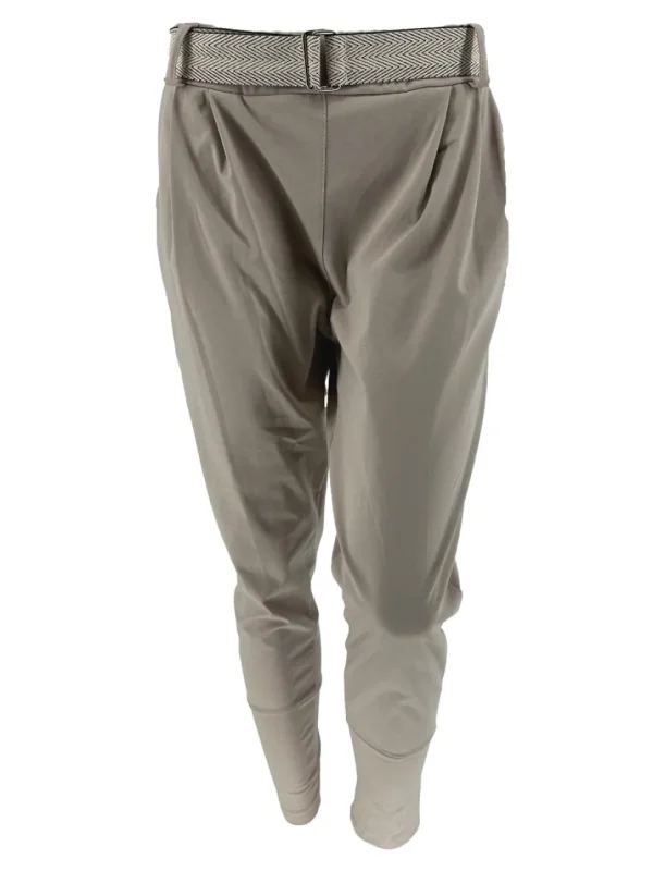 Broek met BAND aan de onderzijde met geweven riem beige/taupe