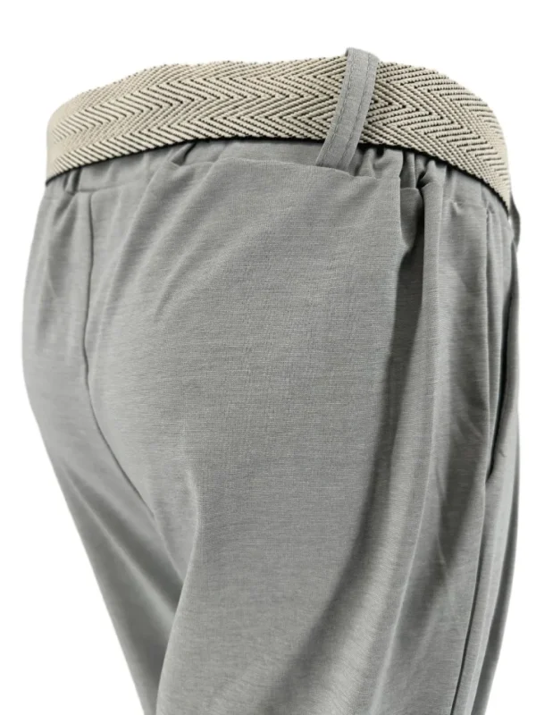 Broek met BAND aan de onderzijde met geweven riem grijs