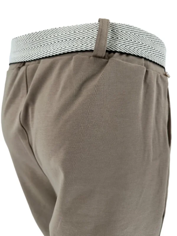 Broek met BAND aan de onderzijde met geweven riem clay