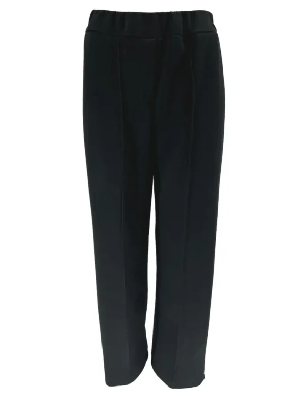 Broek met elastische taille en bies Nina zwart.(gts)