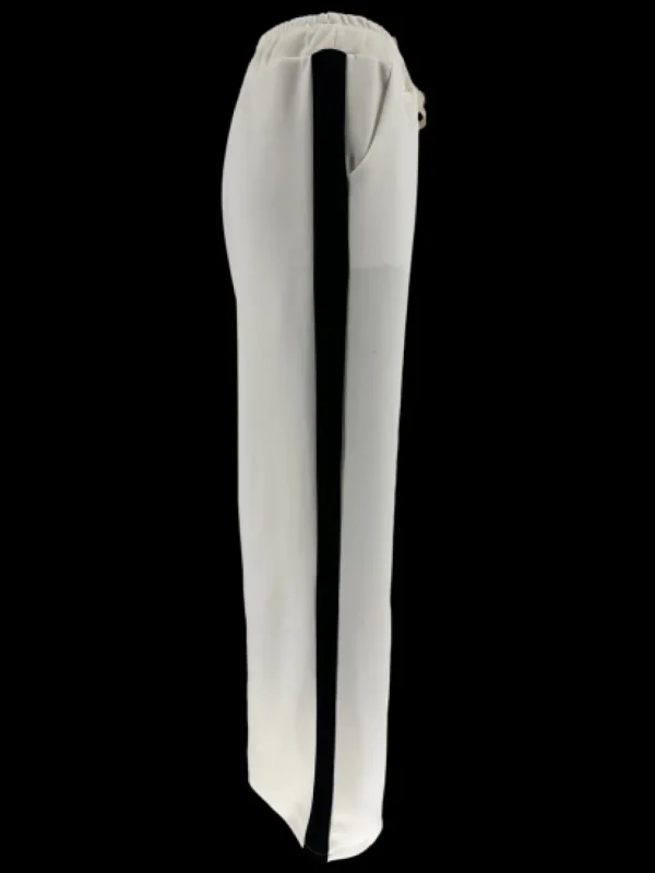 Broek met elastische taille en zwarte bies lily wit