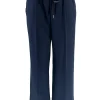 Broek met loveforever/championleague koordje en naad op de broekspijp donker blauw