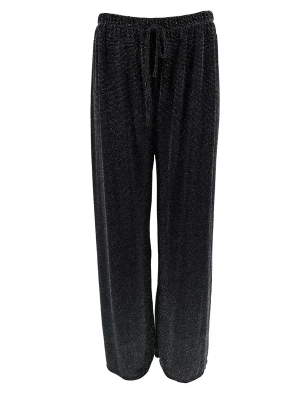 Broek met rechte broekspijp en koord glitter DOTTED zilverSALE #FBK