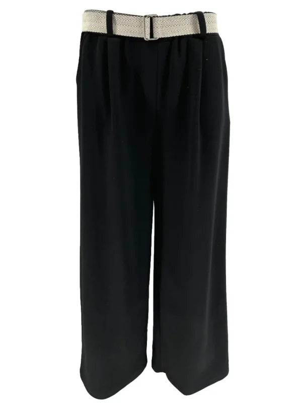 Broek met riem en rechte broekspijp Peggy zwart