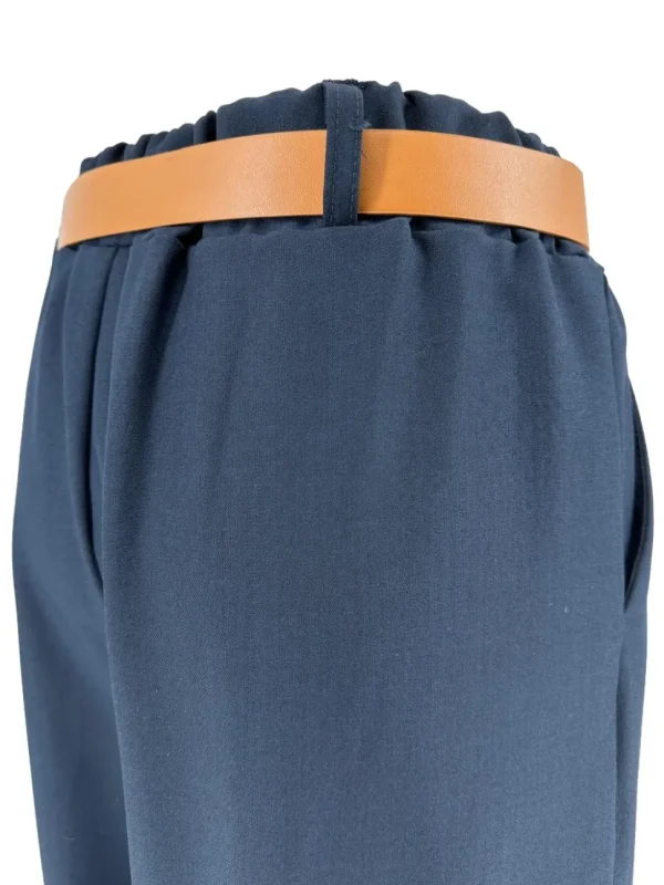 Broek met wijde broekspijp en riem Kiki donker blauw