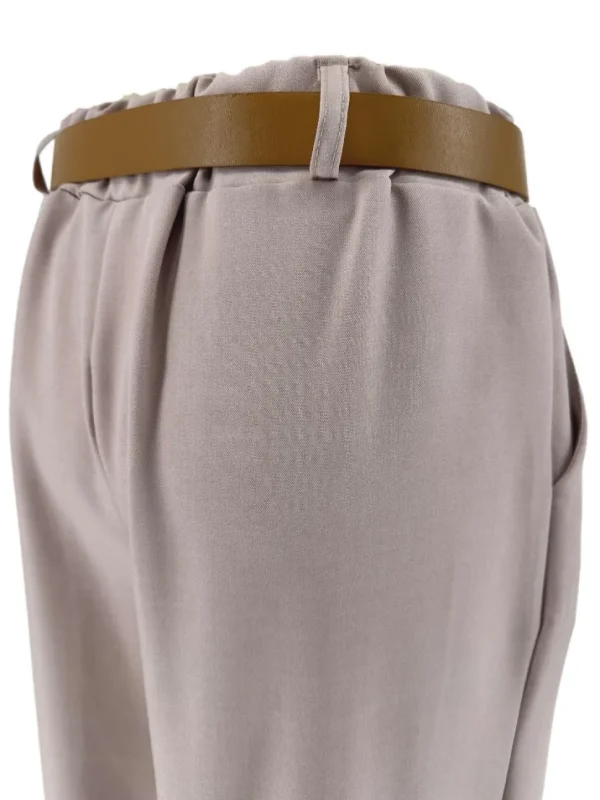 Broek met wijde broekspijp en riem Kiki licht roze
