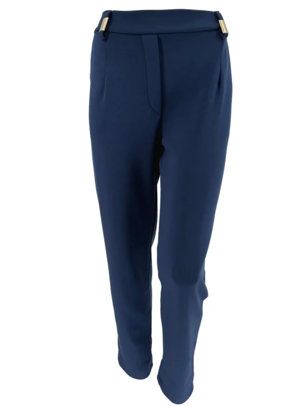 Broek met zakken en gouden details donker blauw (GTS)