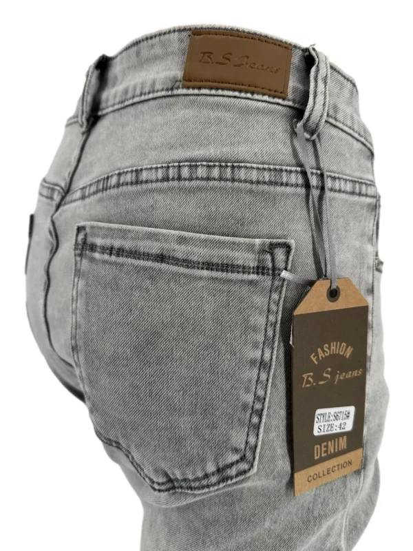 B.S. Denim jeans met ritssluiting grijs (S6715#) SALE