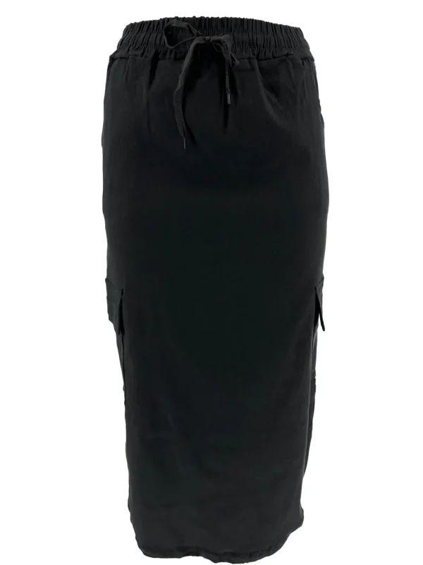 Cargo rok met zakken en koordje zwart (JUP-6) (TKD) (SALE)