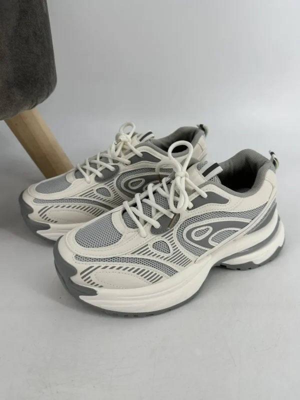 Chunky sneakers met veters en mesh detail grijs (HY88-61)