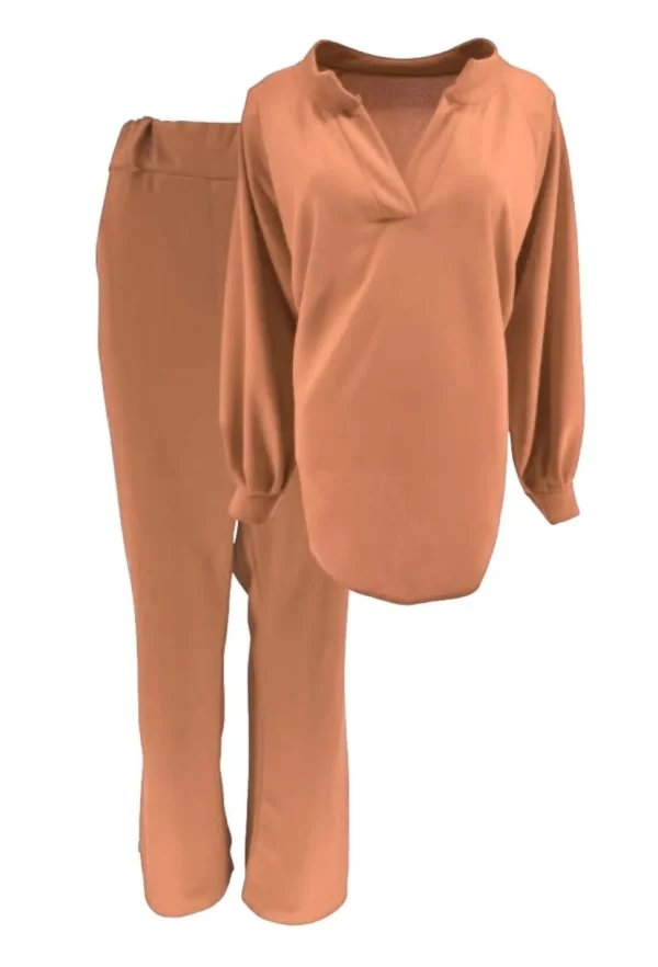 2-delig set met blouse en broek Stanny apricot