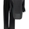 2-Delig set met broek en volant mouw blouse GLITTER zwart