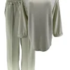 2-delig set met elastische broek en sweater Joanne licht groen.(GTS)