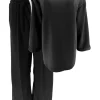 2-delig set met elastische broek en sweater Joanne zwart.(GTS)