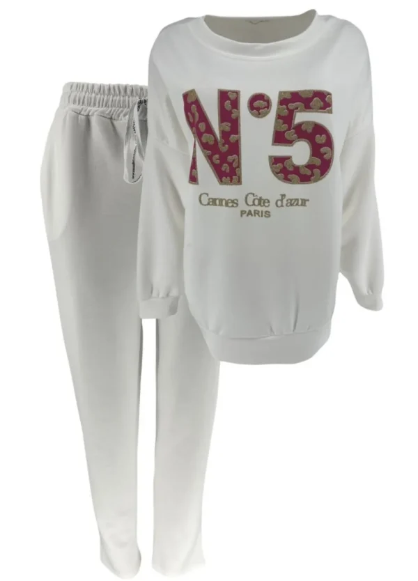 2-delig set met sweater en broek Coco N5 off-white