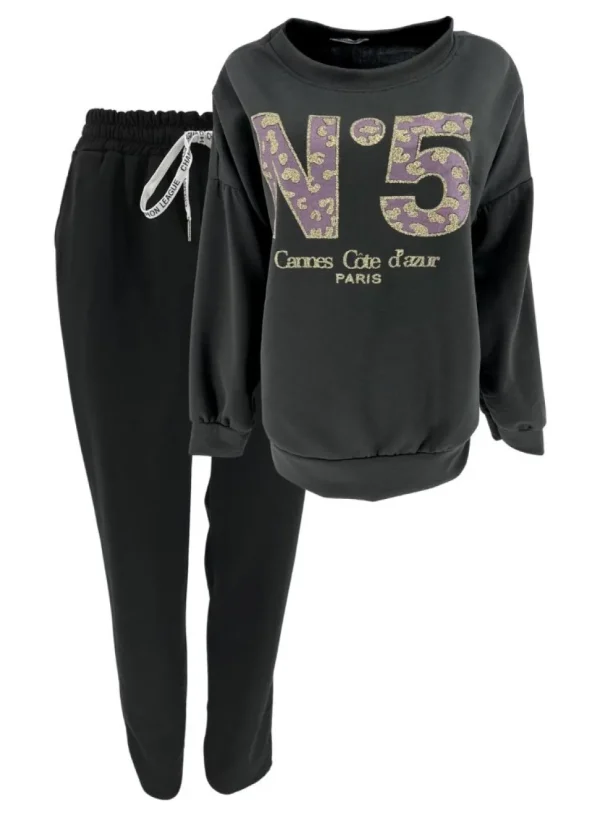 2-delig set met sweater en broek Coco N5 zwart