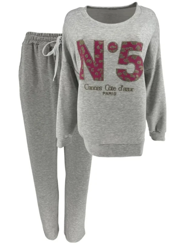 2-delig set met sweater en broek Coco N5 grijs