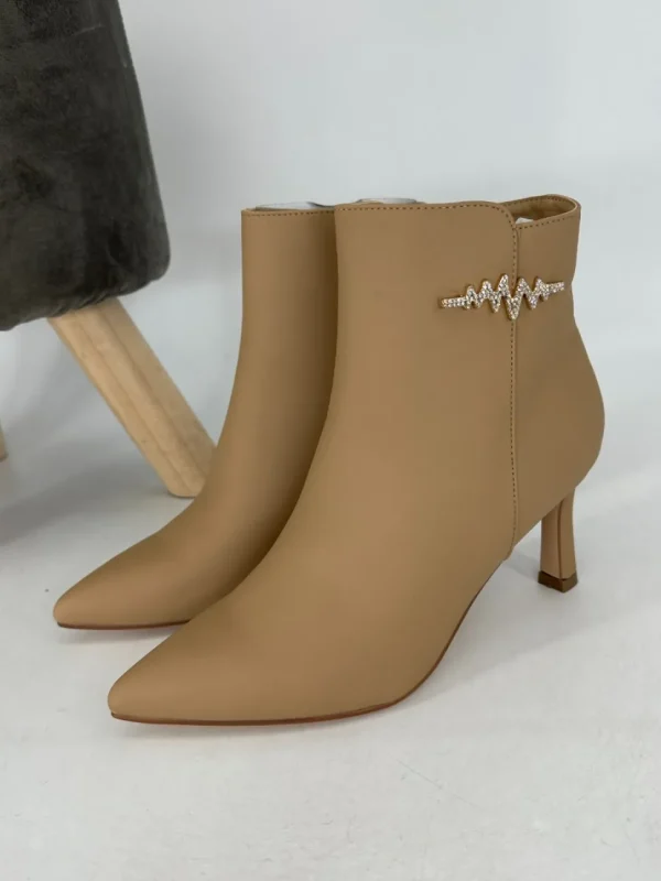 Enkellaarsjes met hak en strass beat khaki (0-602)