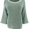Fishnet trui met ronde hals mint/groen