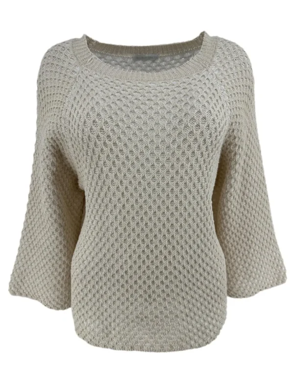Fishnet trui met ronde hals beige