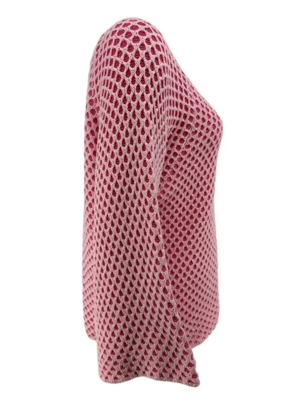 Fishnet trui met ronde hals roze