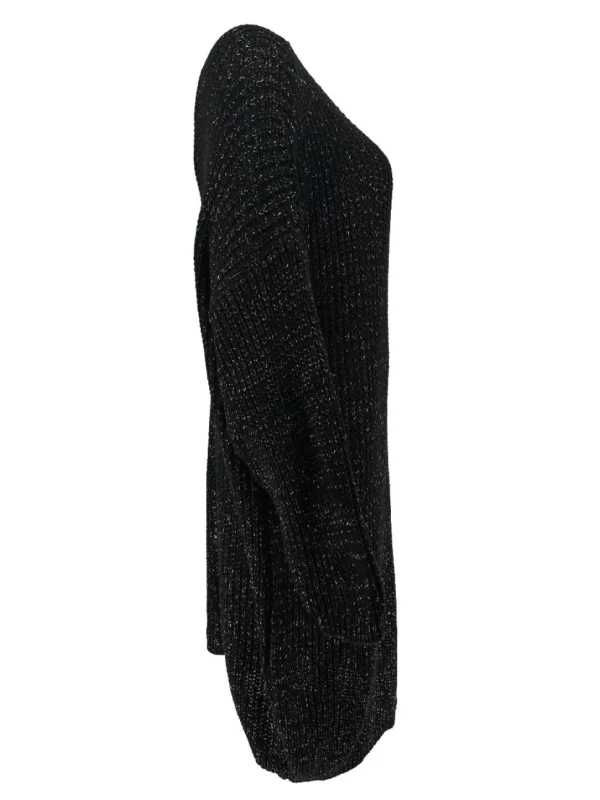 Gebreide tuniek met v-hals en glitter Fem zwart
