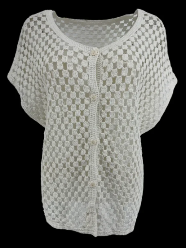 Gehaakt vestje met knopen rondjes Moda wit