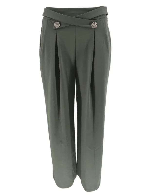 Geplooide broek met cross-over army