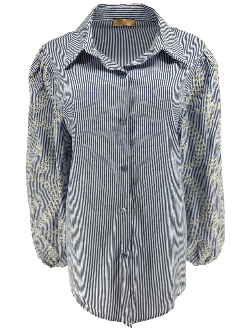 gestreepte_blouse_met_bor_0.webp Gestreepte blouse met borduursels op de mouw blauw
