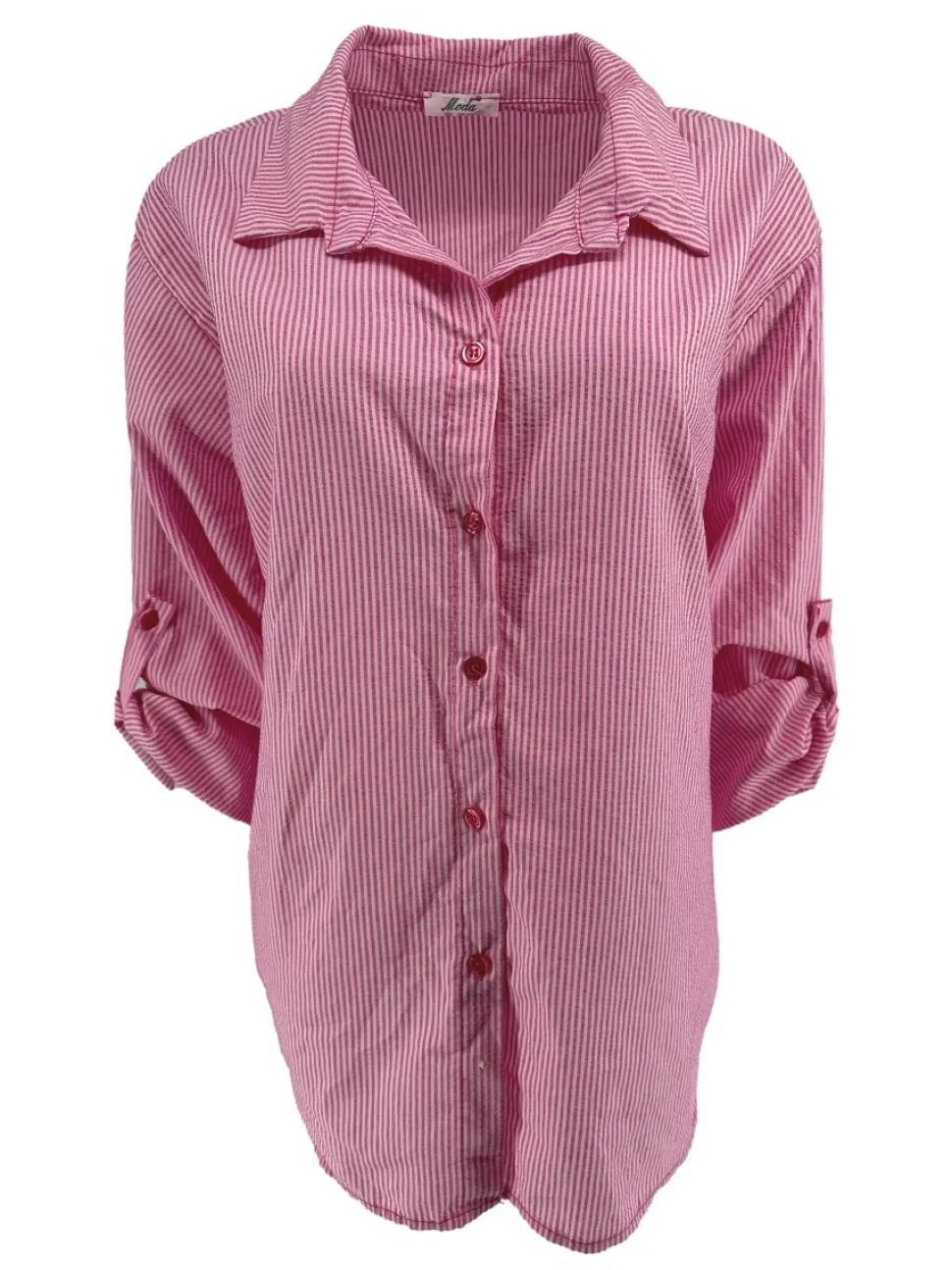 gestreepte_blouse_met_opr_0-2.webp Gestreepte blouse met oprol mouw krinkle fuchsia