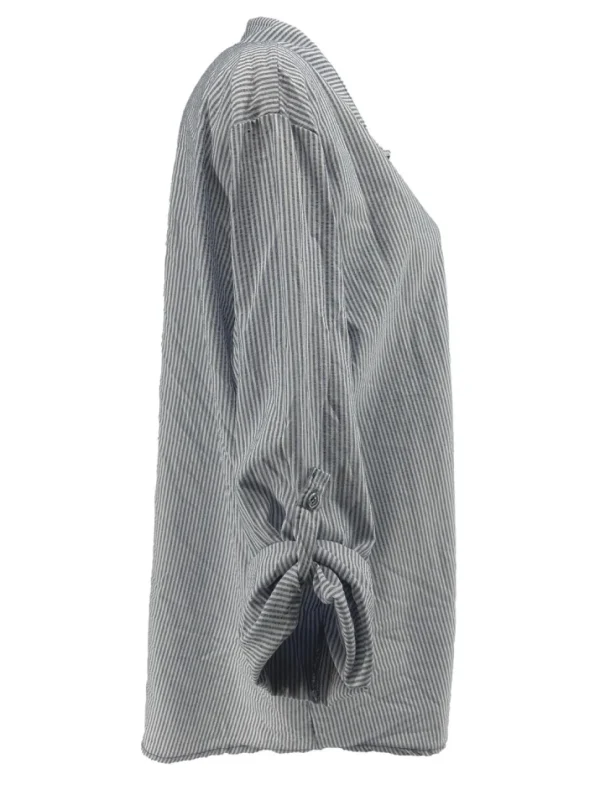 Gestreepte blouse met oprol mouw krinkle jeans blauw