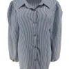 Gestreepte blouse met strass steentjes blauw